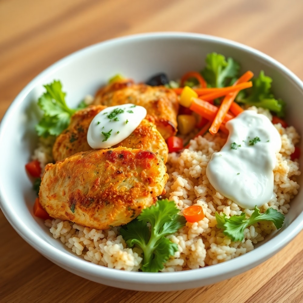 Plated Greek Chicken Bowl