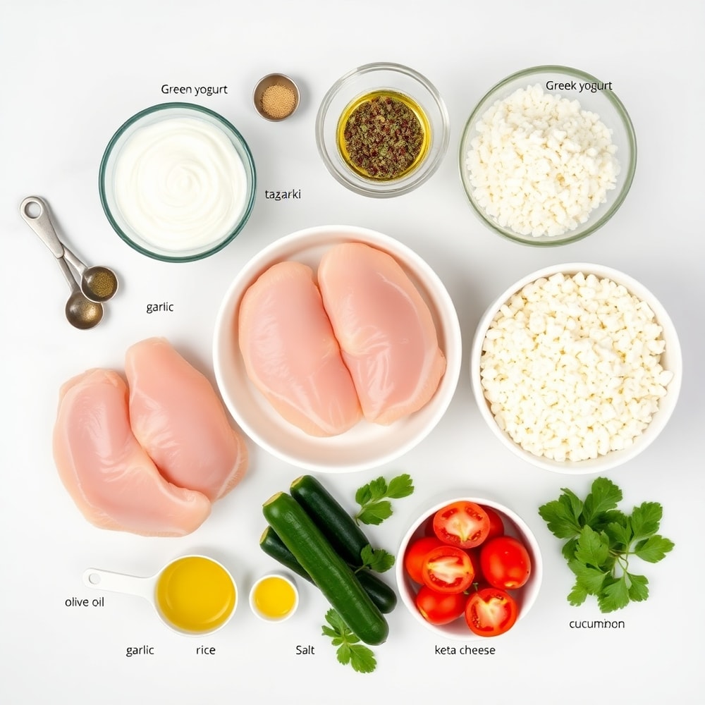 Raw ingredients for Greek Chicken Bowl