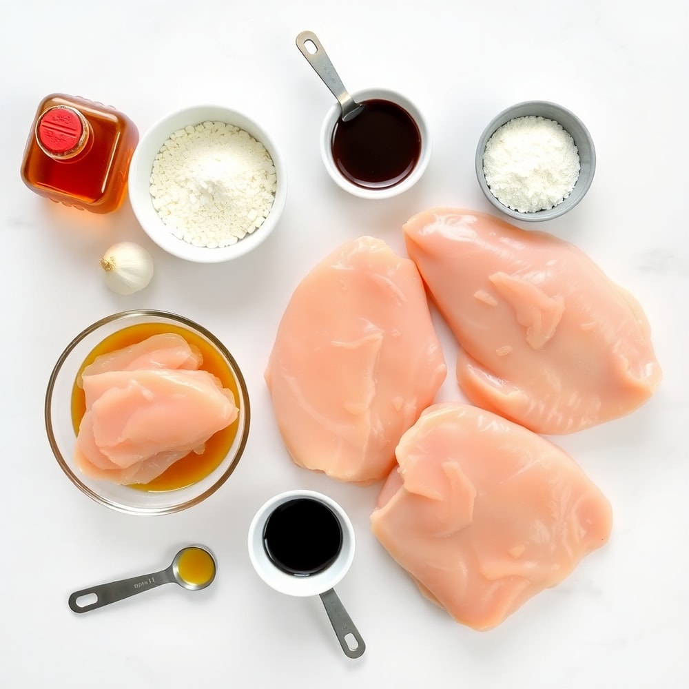 Raw ingredients for Crispy Honey Garlic Chicken