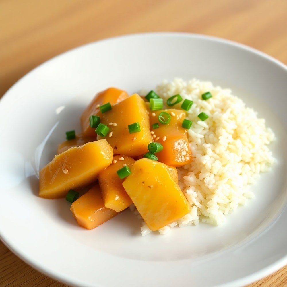 Plated Pineapple Chicken and Rice