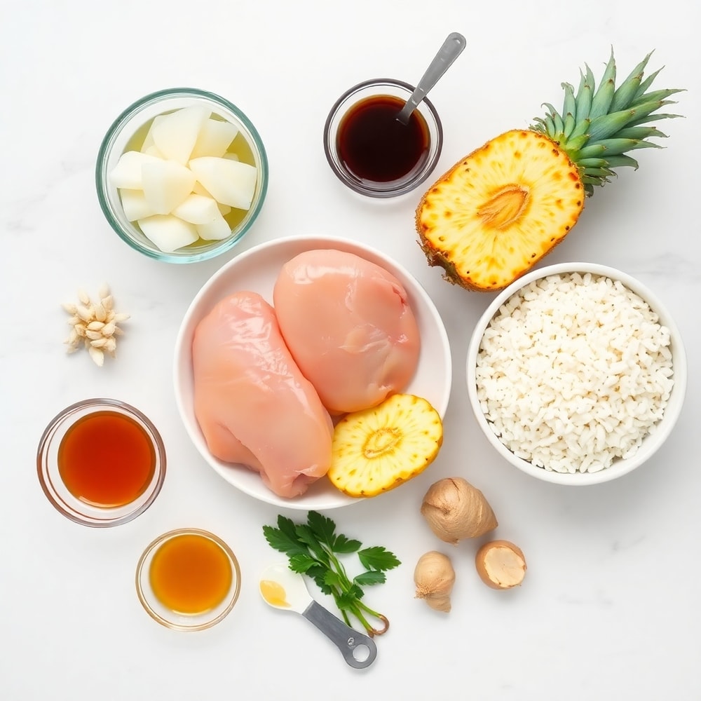 Raw ingredients for Pineapple Chicken and Rice