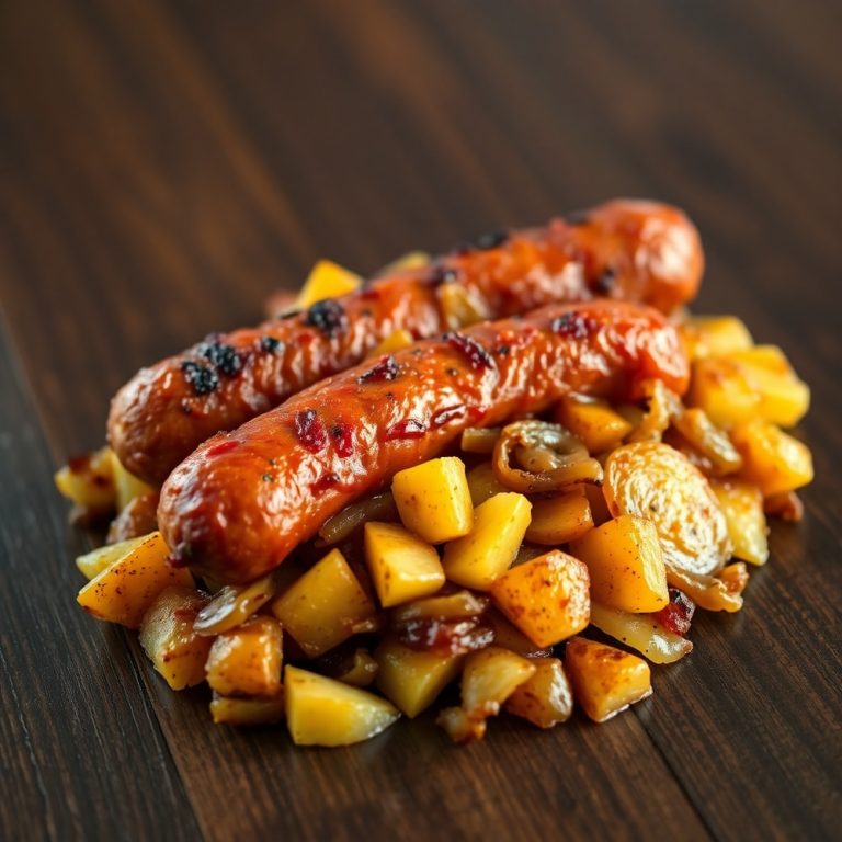 crispy polish sausage and onion hash