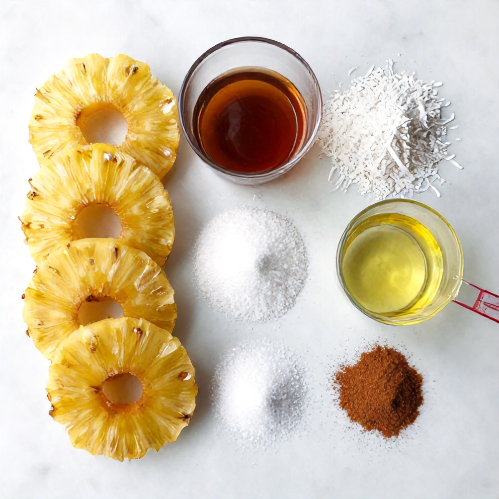 Raw Ingredients for Crispy Rum-Soaked Fried Pineapple