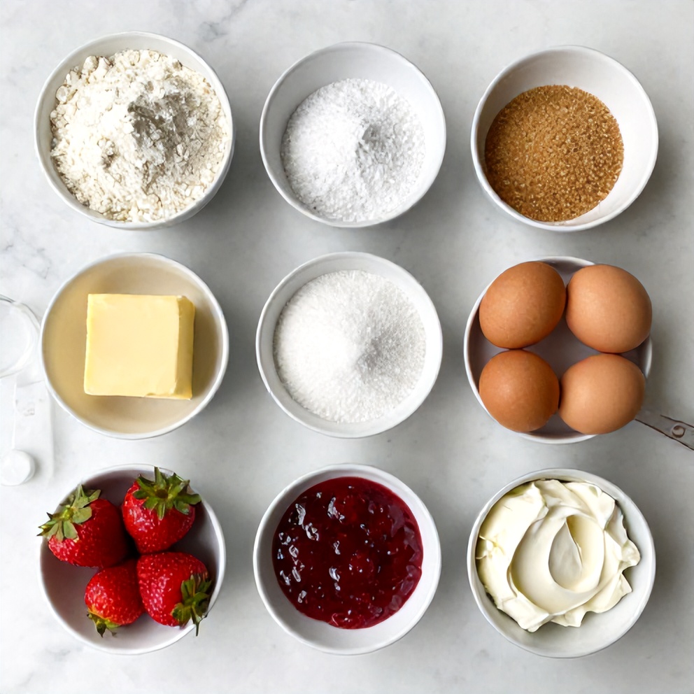 Raw ingredients for Strawberry Cheesecake Cookies