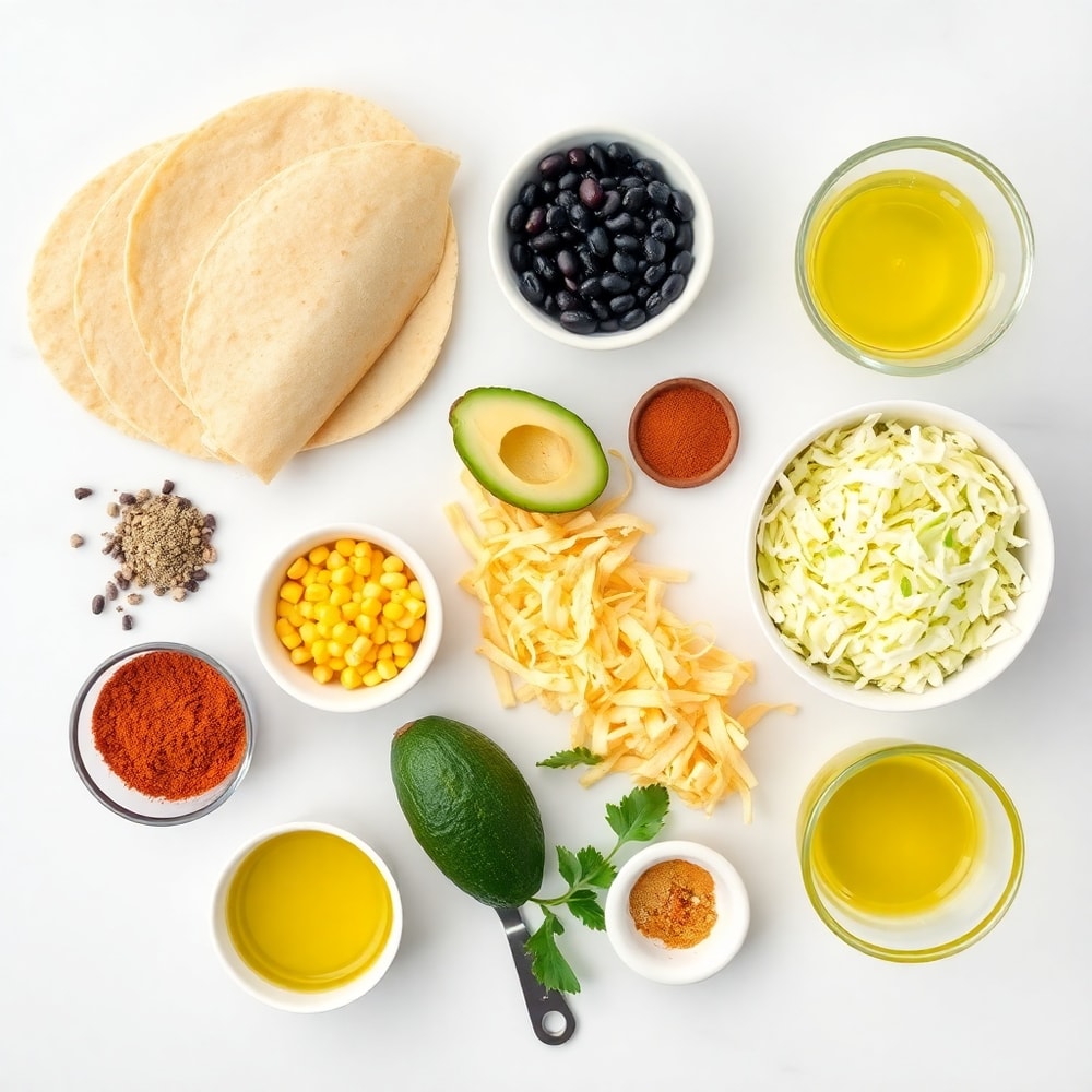 Raw ingredients for vegan taquitos