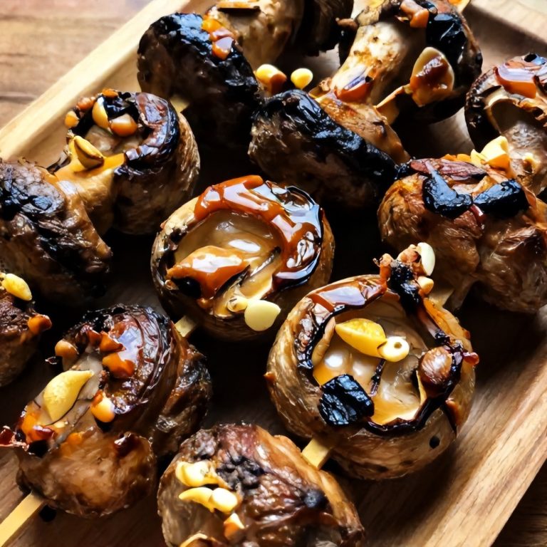 Easy Balsamic Garlic Grilled Mushroom Skewers