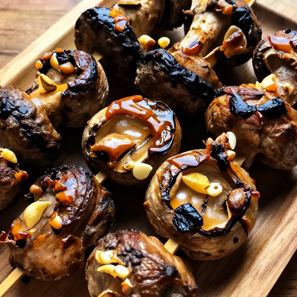 Easy Balsamic Garlic Grilled Mushroom Skewers
