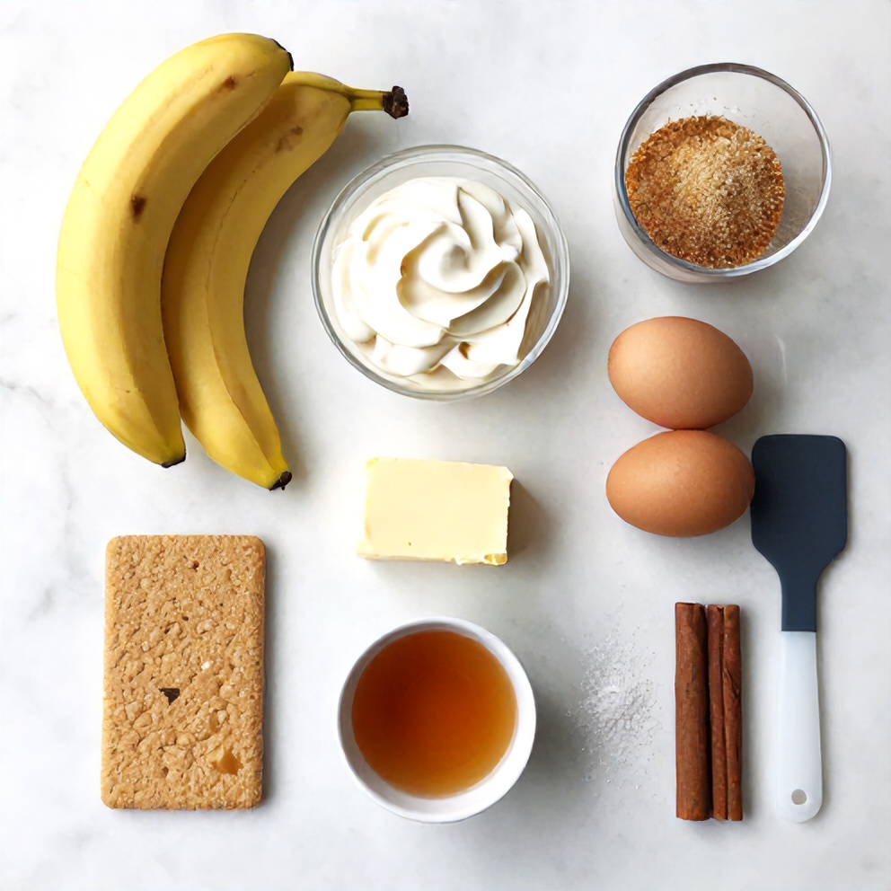 Raw ingredients for Banana Caramel Cream Dessert