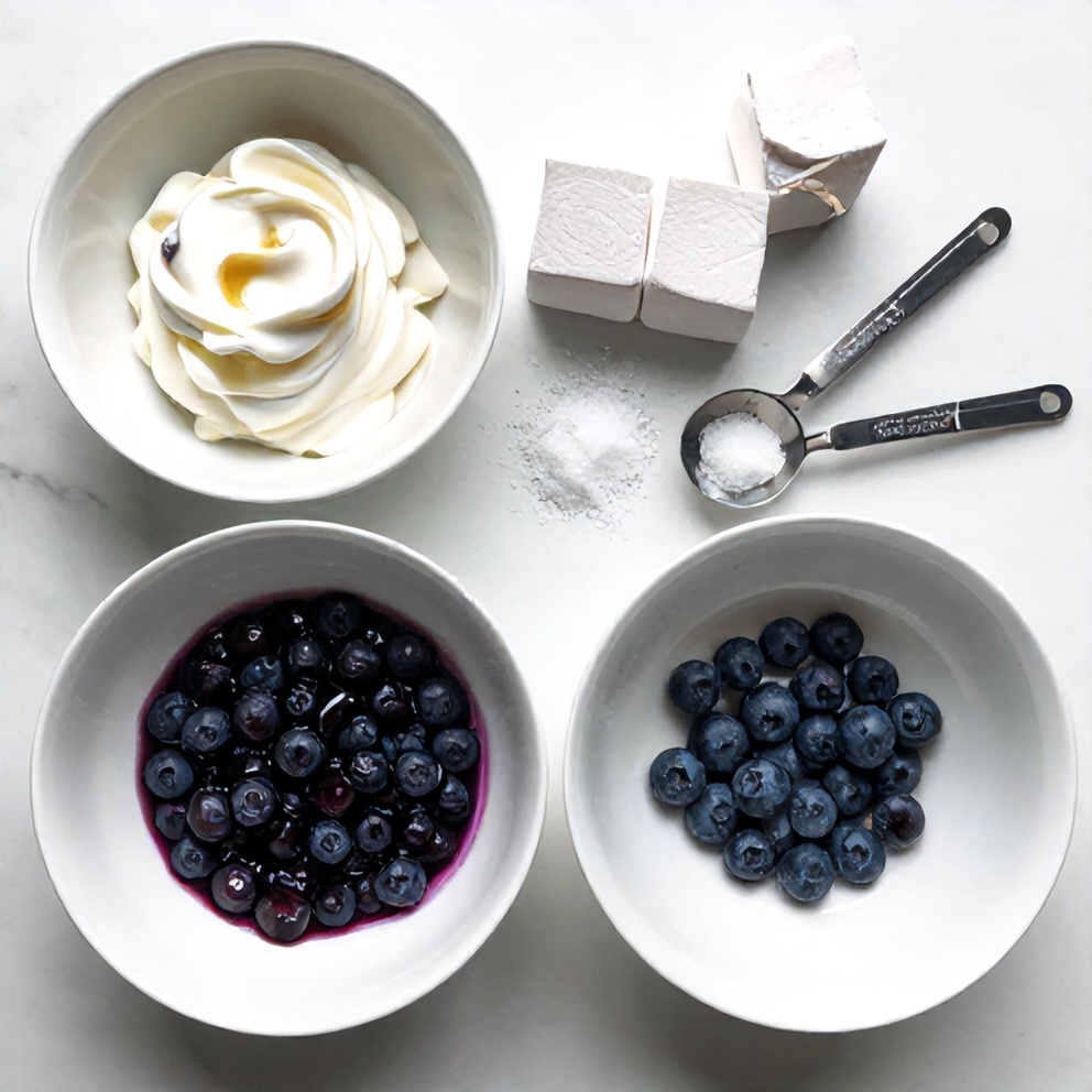Blueberry Marshmallow Whipped Cream Dessert Ingredients