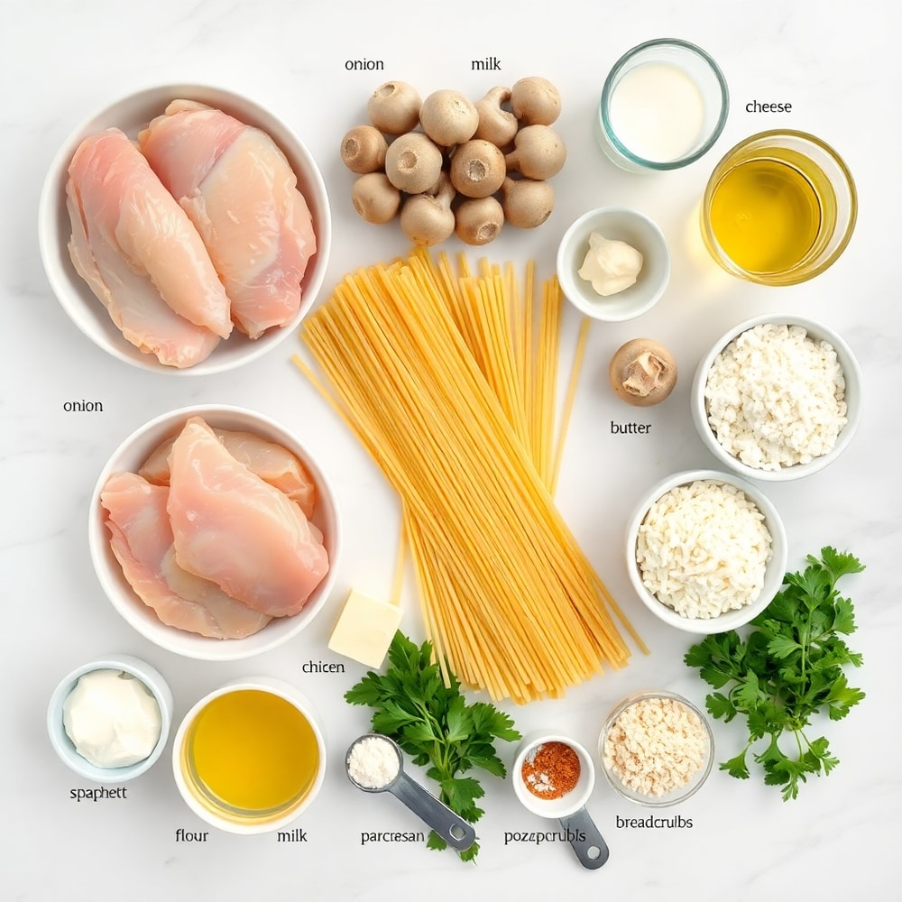 Raw Ingredients for Chicken Tetrazzini Recipe