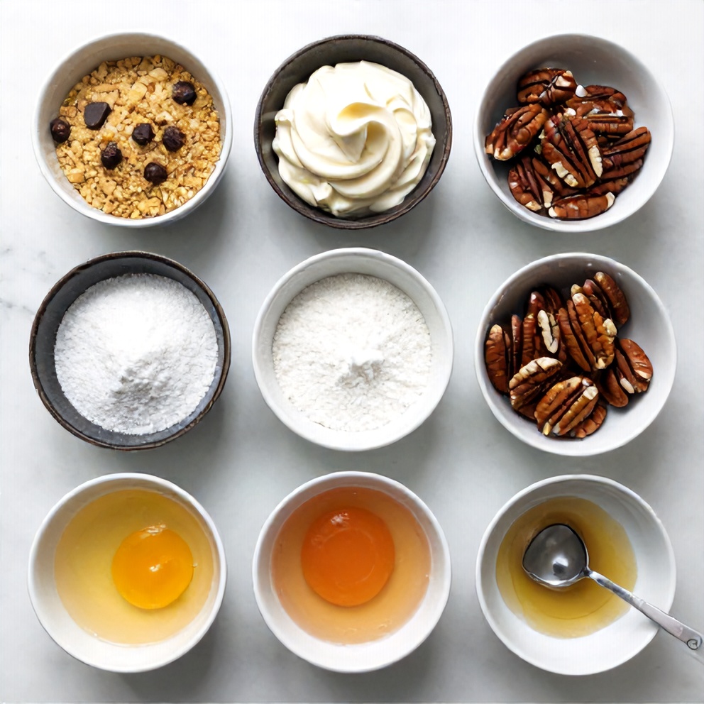 Ingredients for Chocolate Coconut Pecan Cream Pie