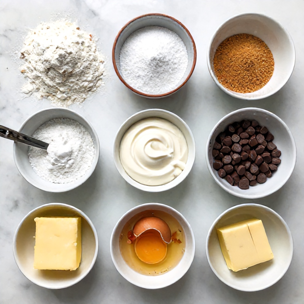 Churro Cheesecake Bars ingredients on a marble counter