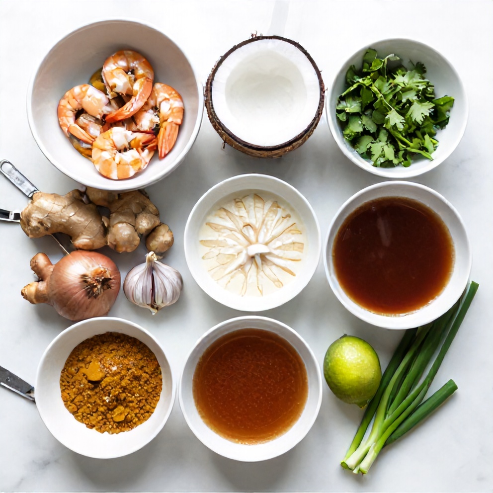 Raw ingredients for Easy Coconut Curry Shrimp