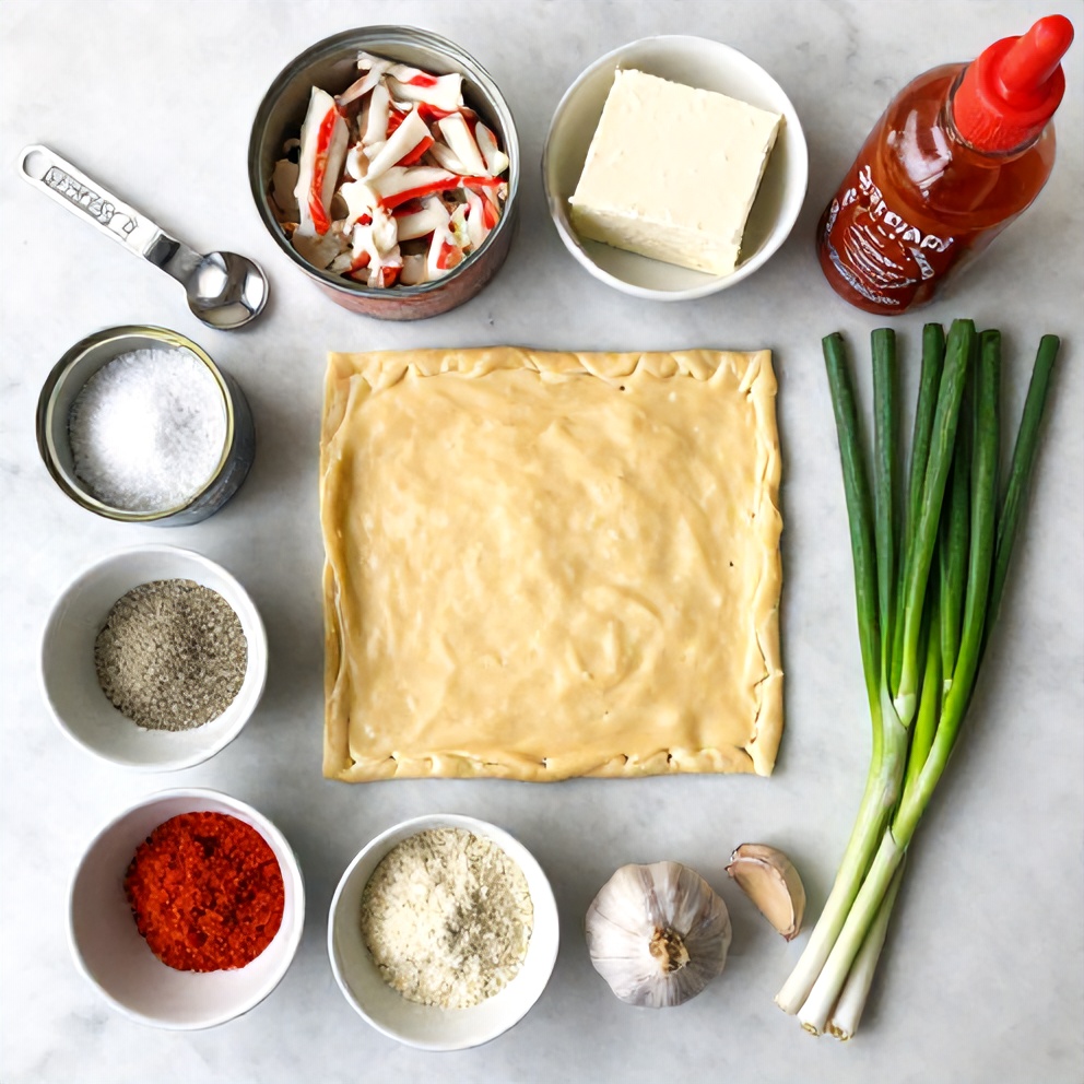 Ingredients for crab rangoon pinwheels laid out