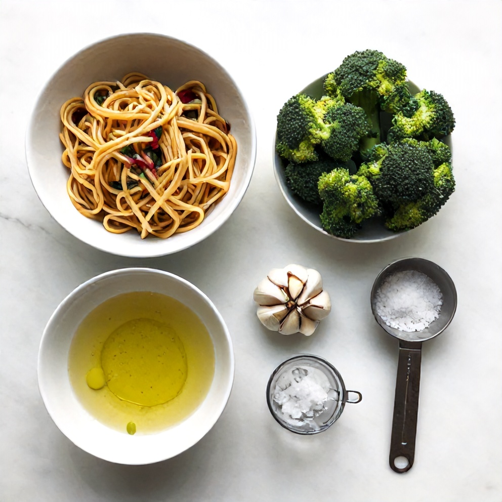 Ingredients for Garlic Broccoli Stir-Fry with Pasta