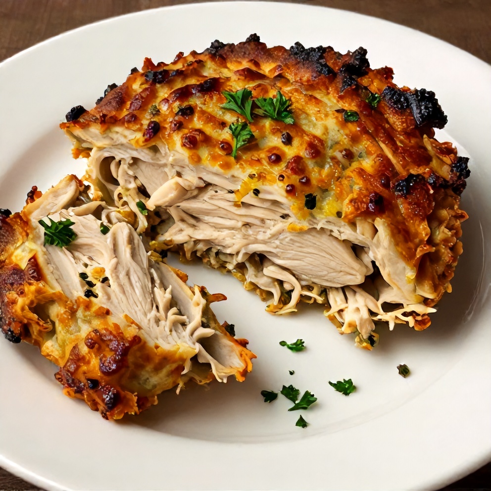 Plated Garlic Parmesan Chicken Meatloaf