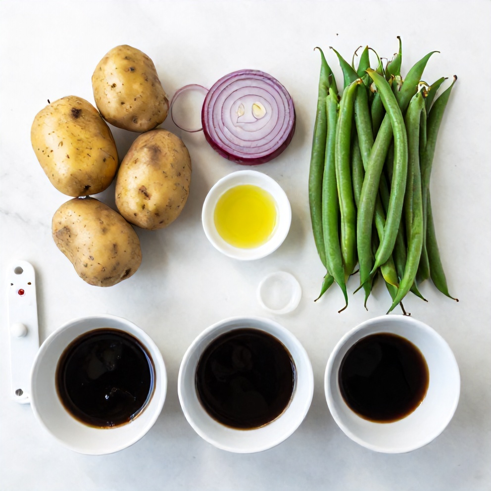 Green Beans, Potatoes, Red Onion, Balsamic Vinegar, Olive Oil