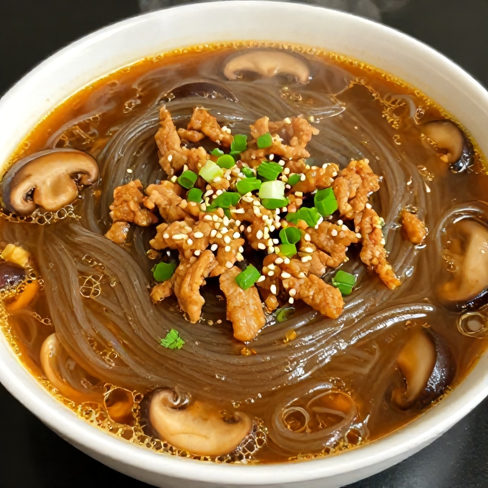 Easy Hot and Sour Noodle Soup with Pork Topping
