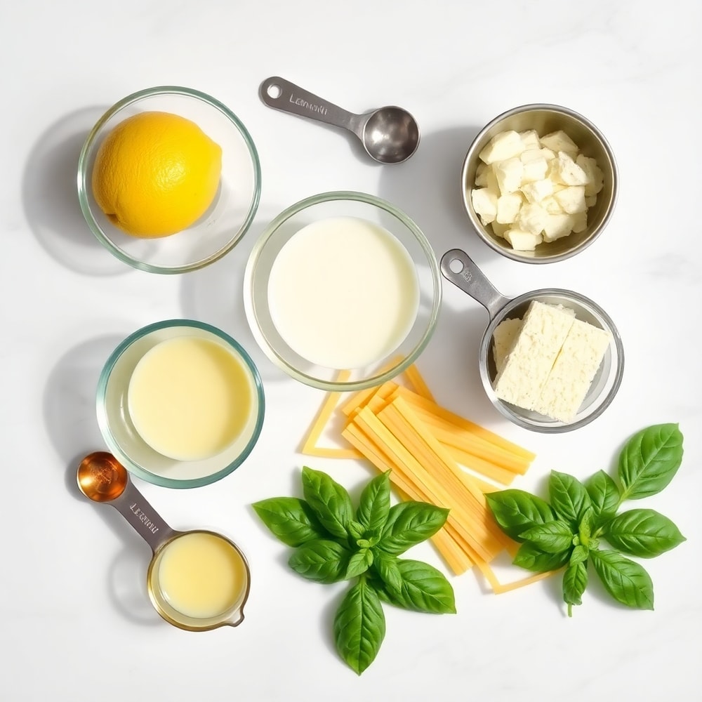 Raw Ingredients for Easy Lemon Chicken Pasta