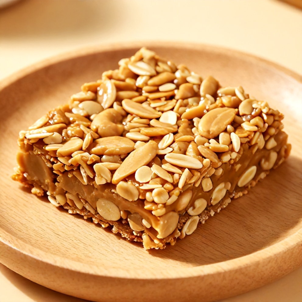 A single no-bake peanut butter oat bar on a plate