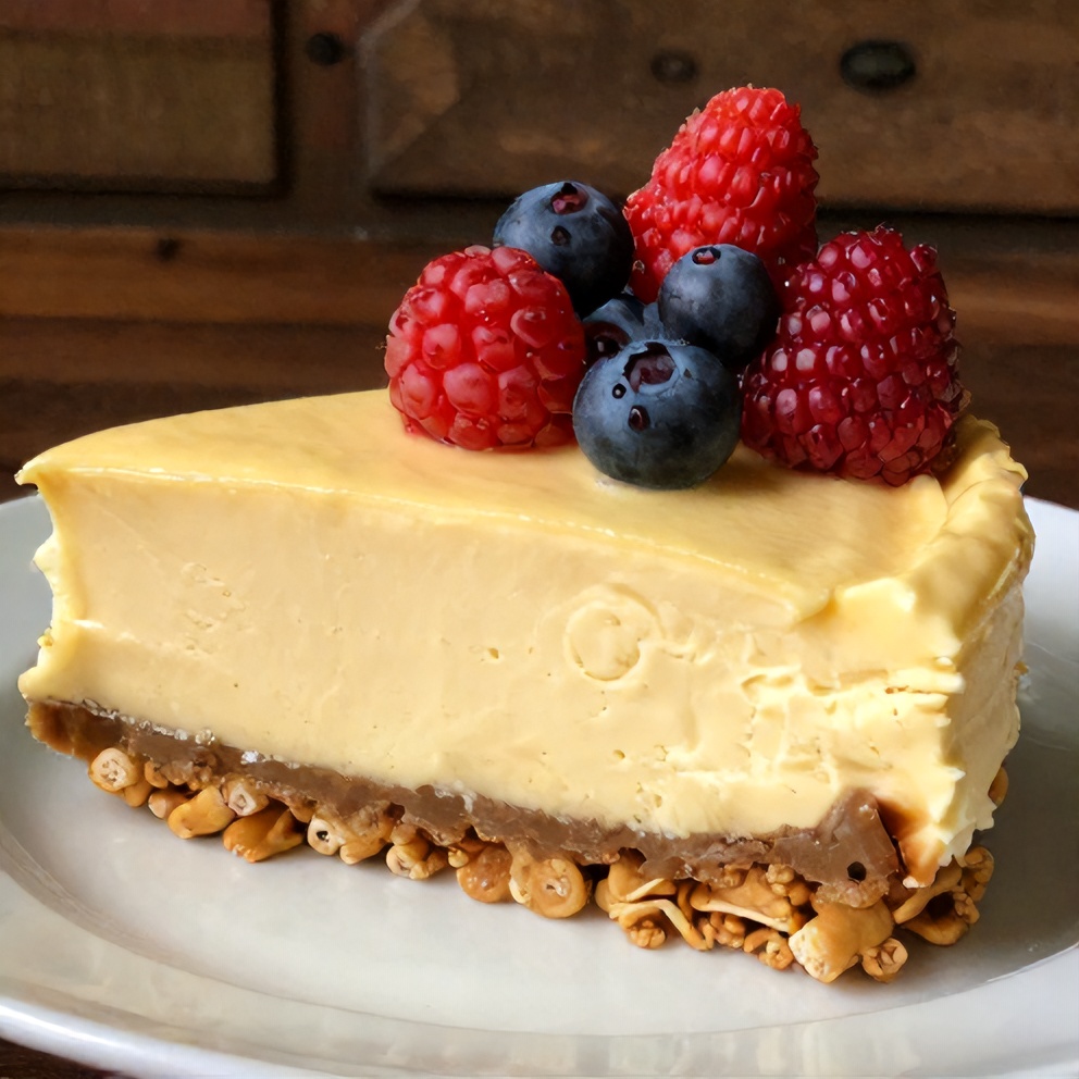 No-Bake Rice Krispie Treat Cheesecake Ready to Serve