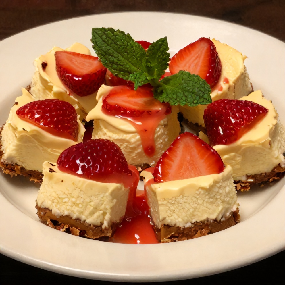 Easy No-Bake Strawberry Cheesecake Bites on a Platter
