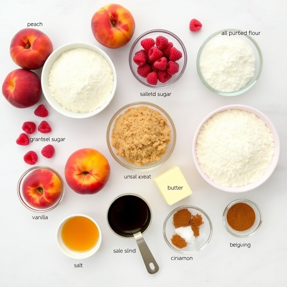 Raw Ingredients for Peach Raspberry Crumb Bars