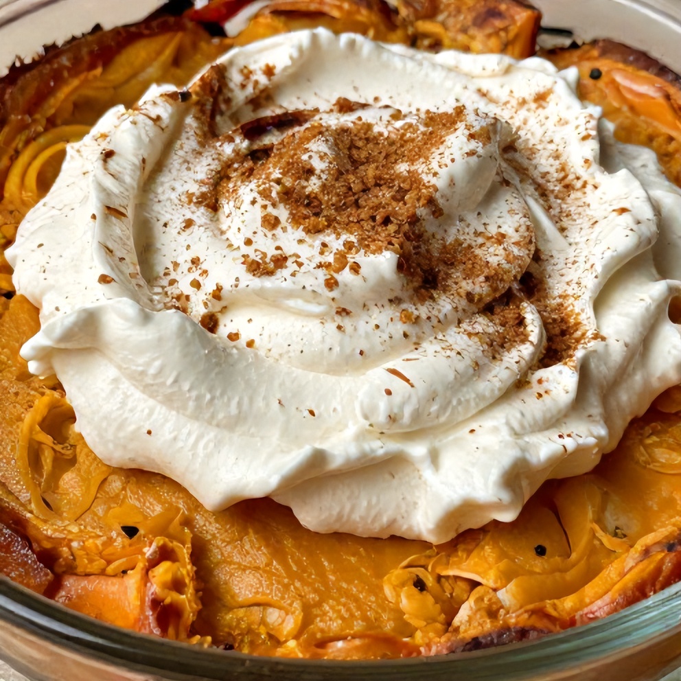 Pumpkin Cottage Cheese Bake with Whipped Cream