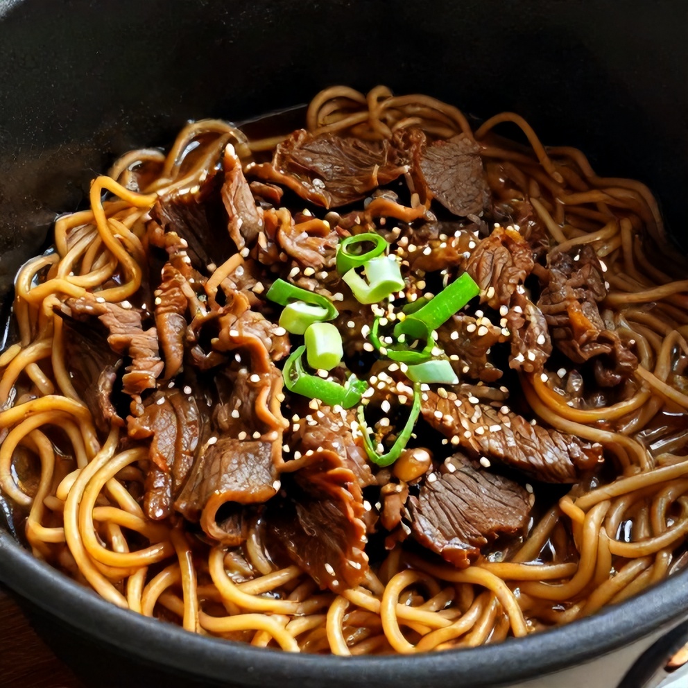 Slow Cooker Korean Beef Noodles