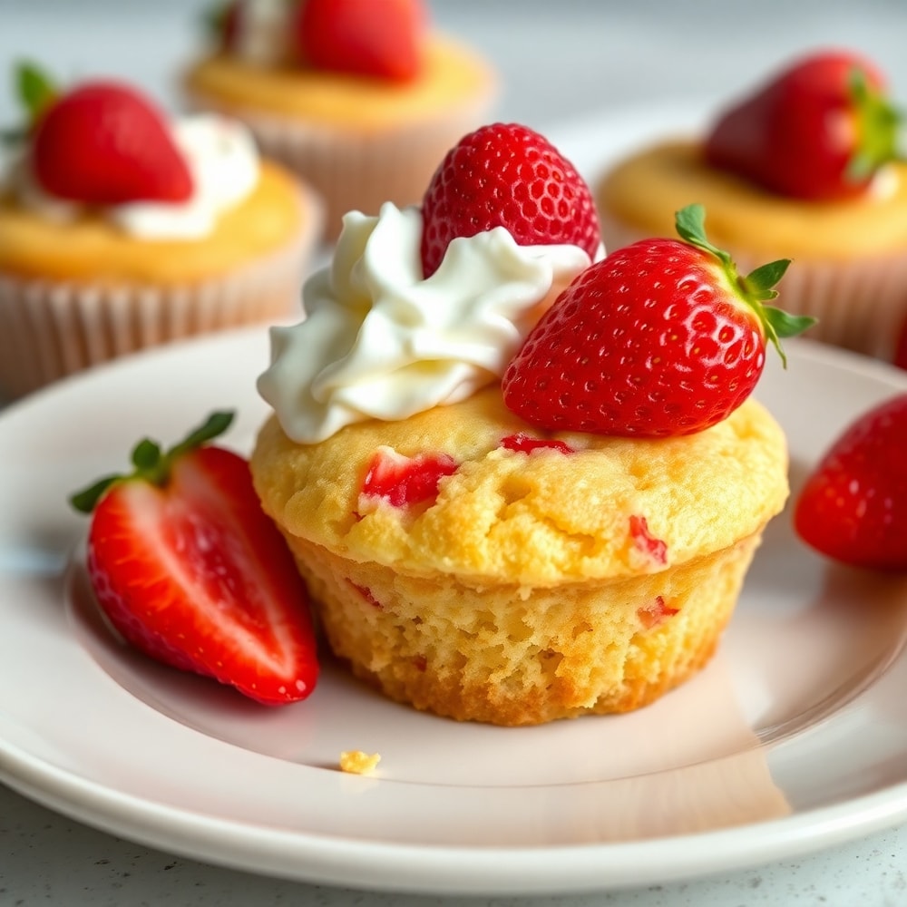 Easy Strawberry Shortcake Muffins with fresh strawberries