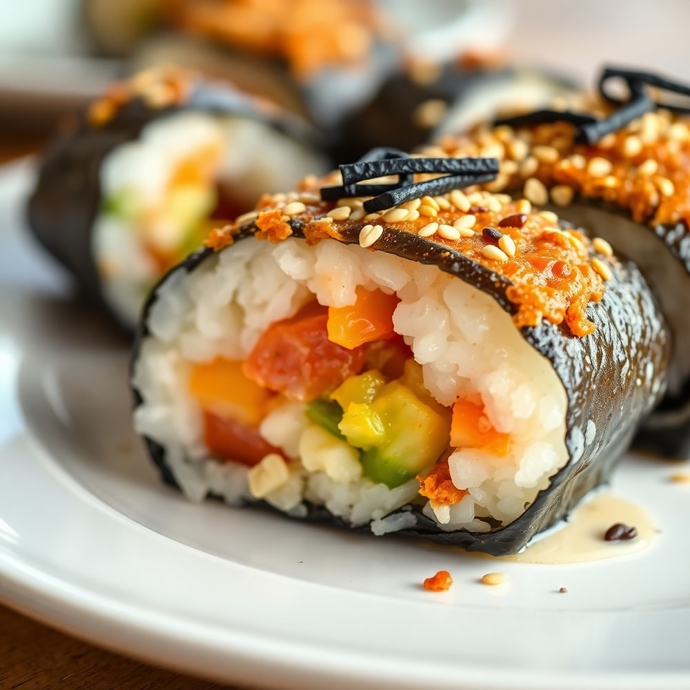 Plated Easy Sushi Bake on a white plate