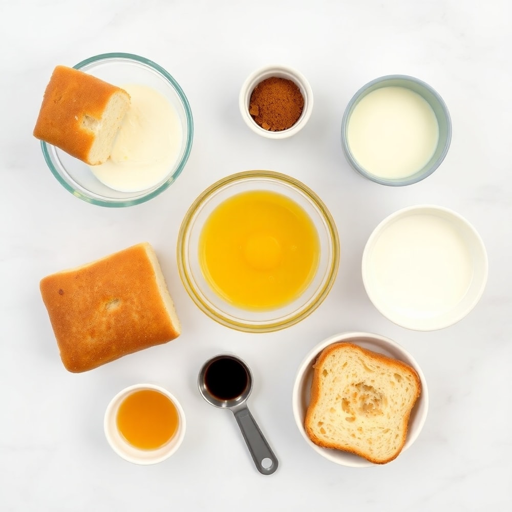 French Toast Cups ingredients including bread, eggs, milk, and cinnamon