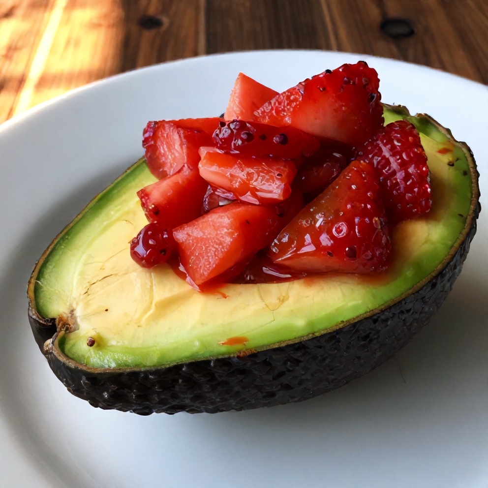 Fresh Strawberry Salsa Stuffed Avocado