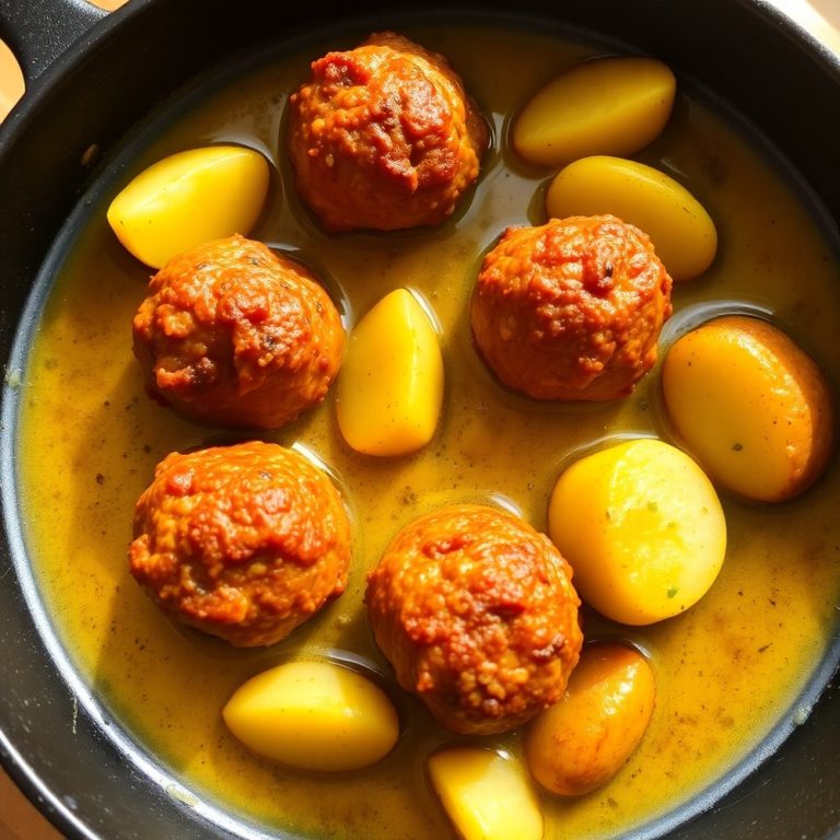 Garlic Butter One-Pan Meatballs and Potatoes