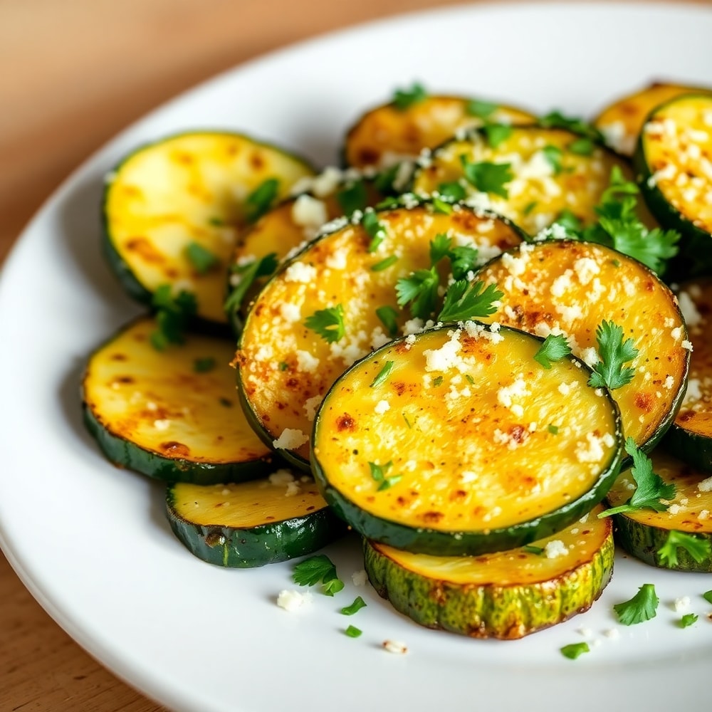 Plated Garlic Parmesan Roasted Zucchini