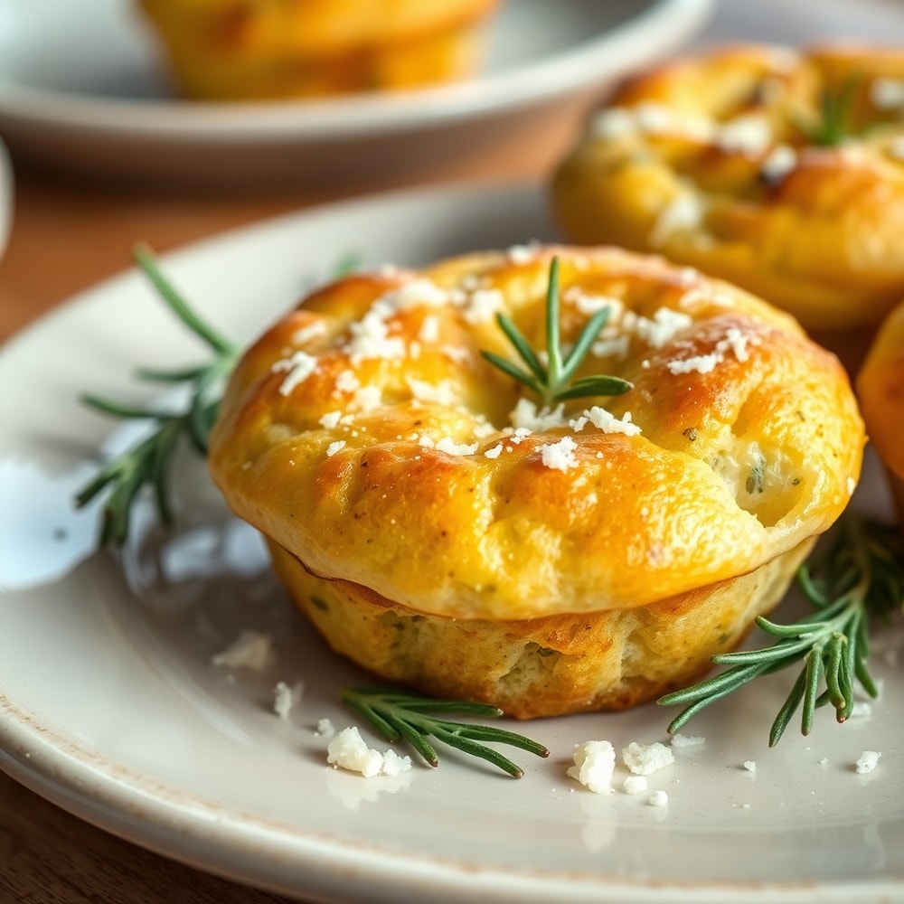 Garlic Rosemary Focaccia Muffins Ready to Serve