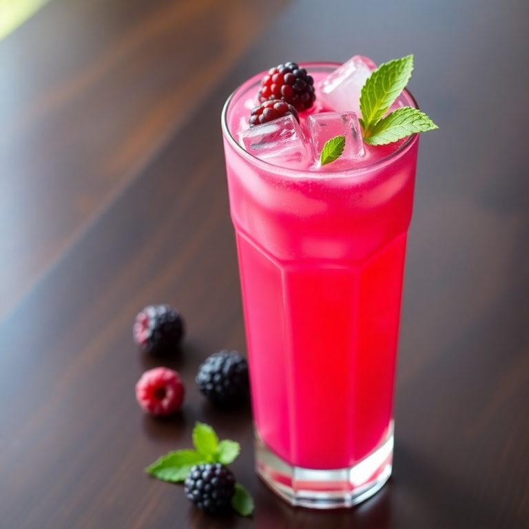 homemade blackberry coconut pink drink