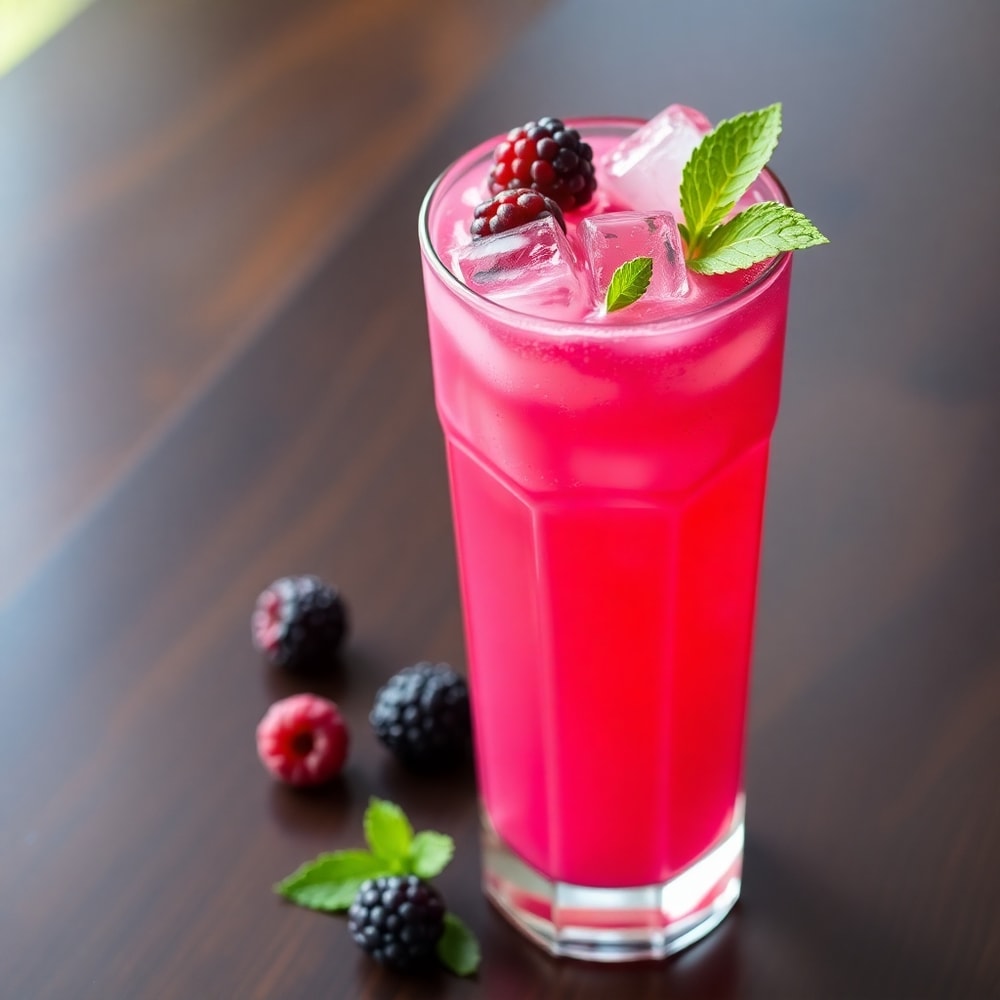 homemade blackberry coconut pink drink