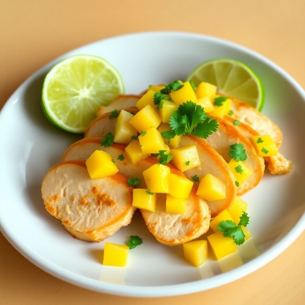 Plated Honey Lime Chicken with Mango Salsa