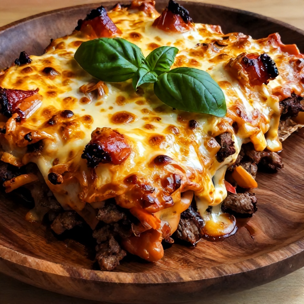 Served Meat Lovers Pizza Casserole