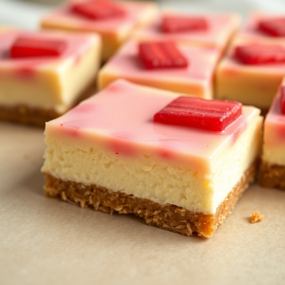 No Bake Rhubarb Cheesecake Squares