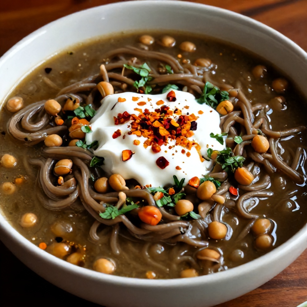 Persian Noodle Soup with Lentils and Greens