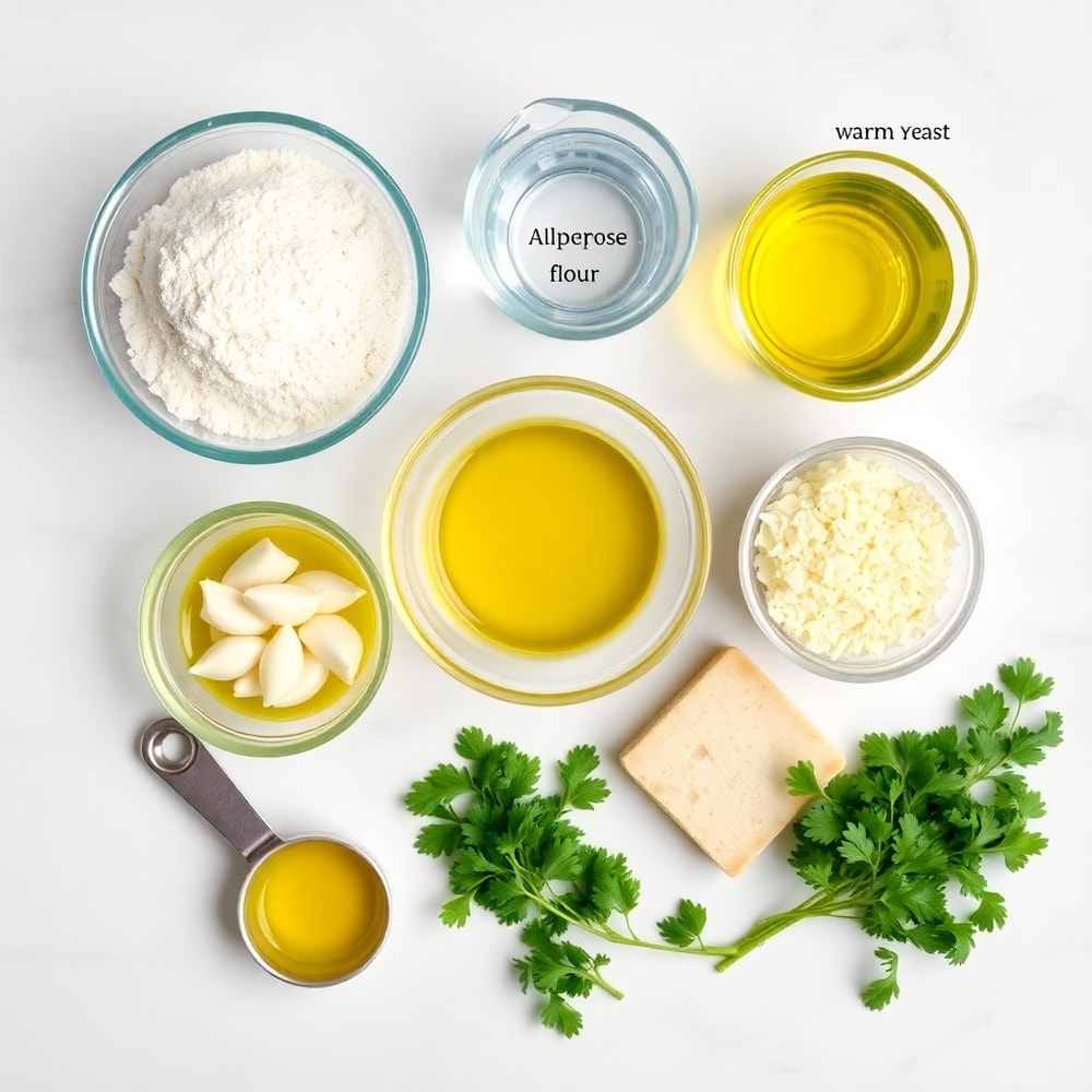 Raw ingredients for Garlic Parmesan Focaccia