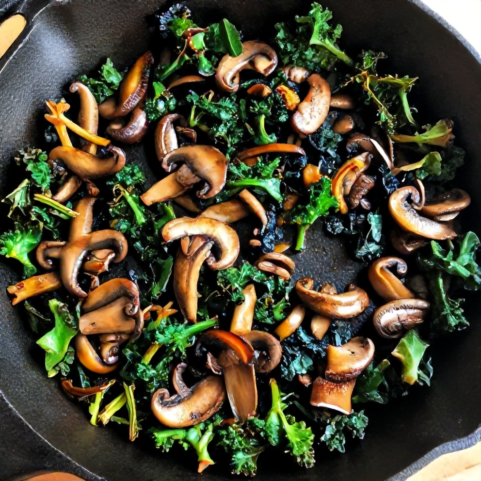 Quick Mushroom and Kale Breakfast Skillet