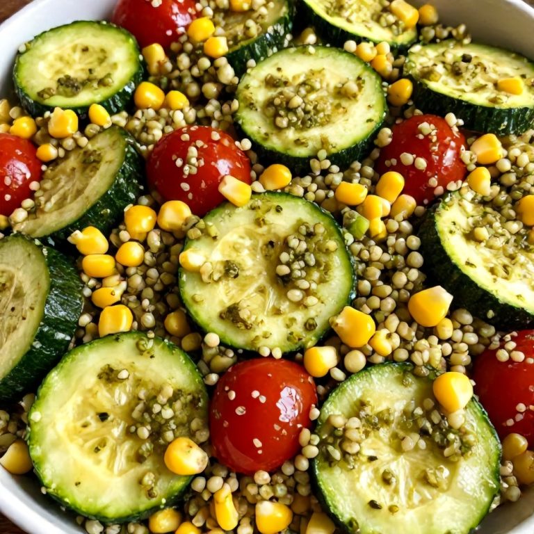 Quick Pesto Zucchini Corn Quinoa Salad