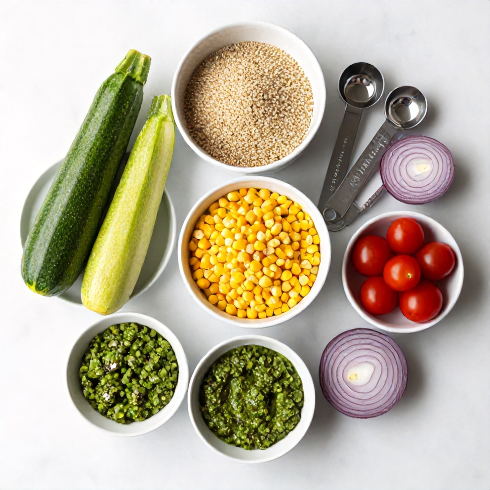Pesto Zucchini Corn Quinoa Salad Ingredients