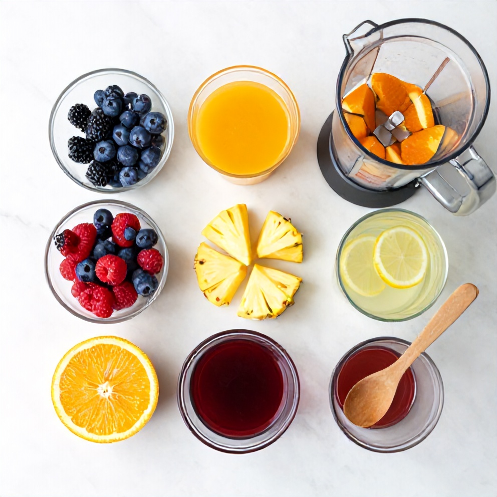 Raw ingredients for sparkling fruit punch