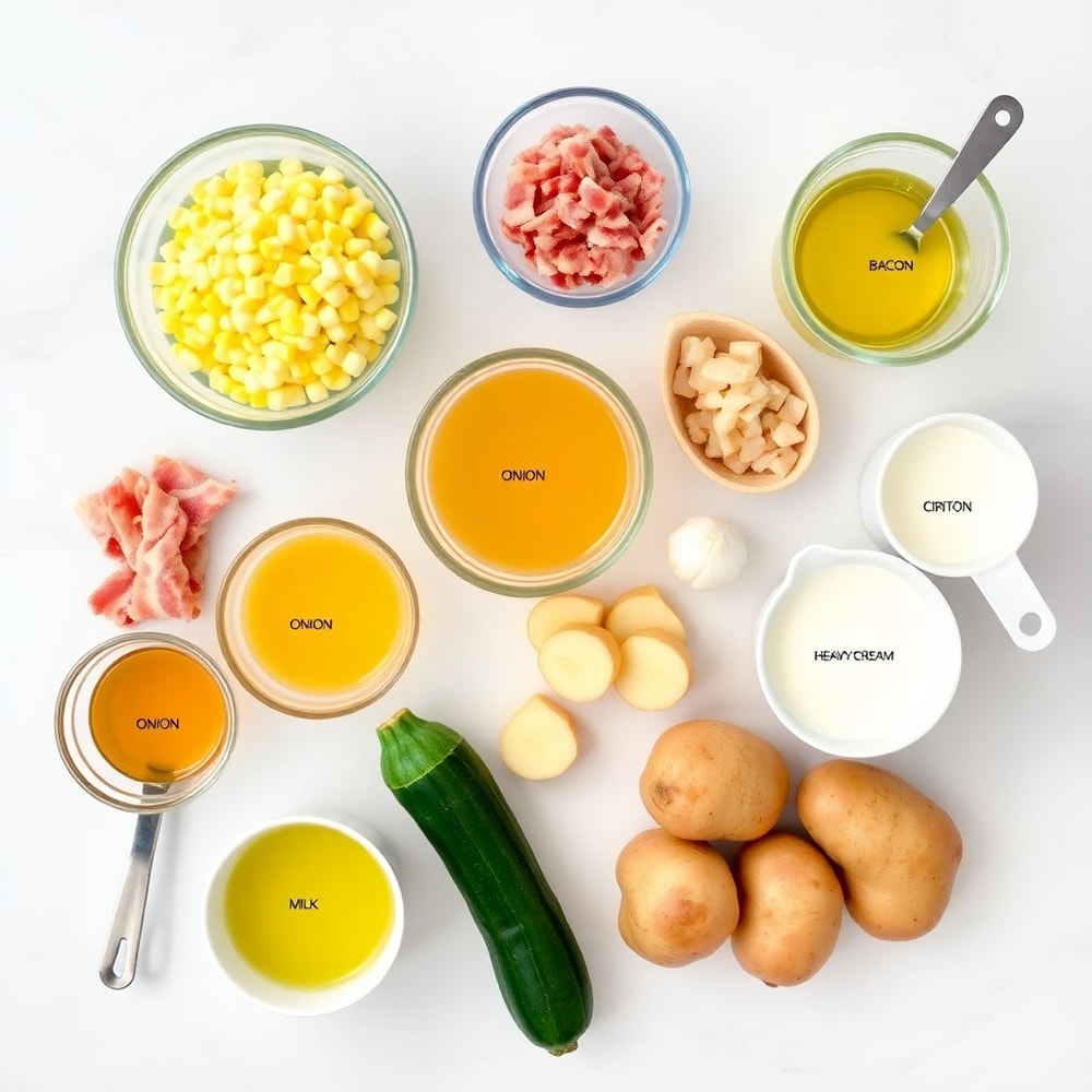 Raw Ingredients for Corn and Zucchini Chowder
