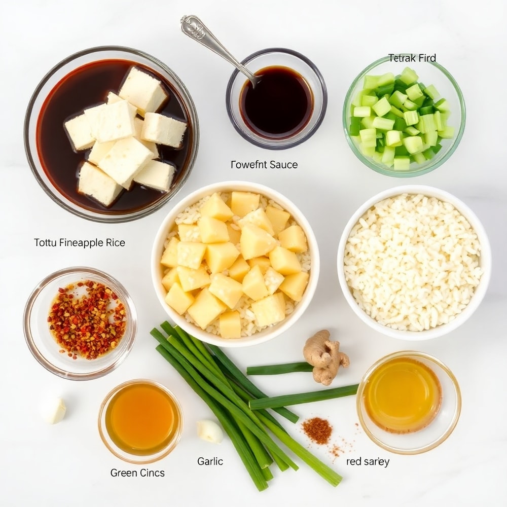 Ingredients for Teriyaki Tofu Rice Casserole