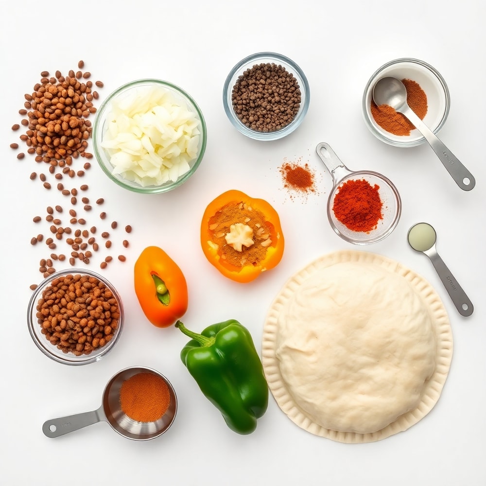 Raw ingredients for vegan lentil empanadas